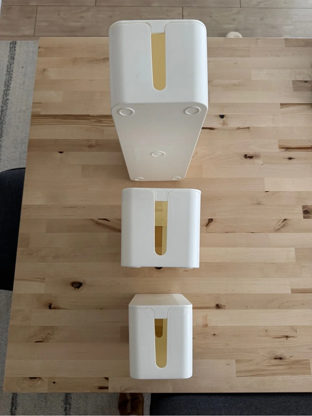 Set of 3 White Rectangular Storage Boxes